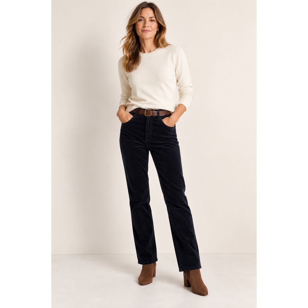 Talbots Heritage Pants Womens 14 Black Corduroy Straight Leg 5 Pocket Stretch